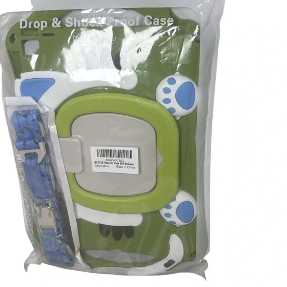 BATYUE iPad 10.2 Case Green Monster Shockproof Rugged Cover with Kickstand Strap